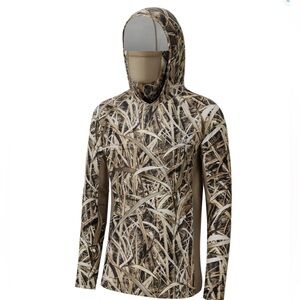 🆕 BASSDASH UPF 50+ Men’s Hunting Shirts with Mask Long Sleeve Camo Small Hoodie